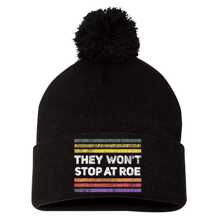 Retro They Wont Stop At Roe Rights Groovy Pom Pom 12in Knit Beanie