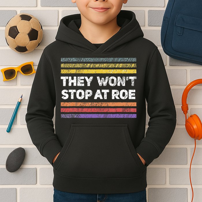 Retro They Wont Stop At Roe Rights Groovy Kids Hoodie