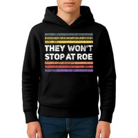 Retro They Wont Stop At Roe Rights Groovy Kids Hoodie