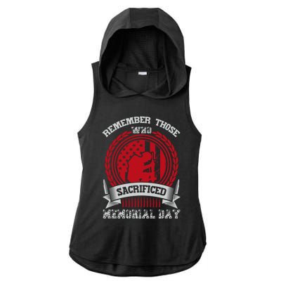 Remember Those Who Sacrificed Memorial Day Gift Ladies PosiCharge Tri-Blend Wicking Draft Hoodie Tank