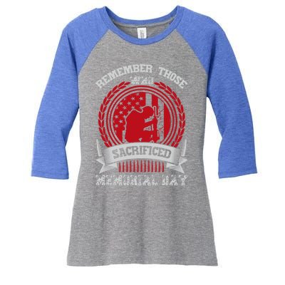 Remember Those Who Sacrificed Memorial Day Gift Women's Tri-Blend 3/4-Sleeve Raglan Shirt