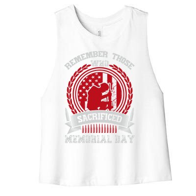 Remember Those Who Sacrificed Memorial Day Gift Women's Racerback Cropped Tank