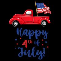 Red Truck With American Flag Happy 4th Of July Drawstring Bag