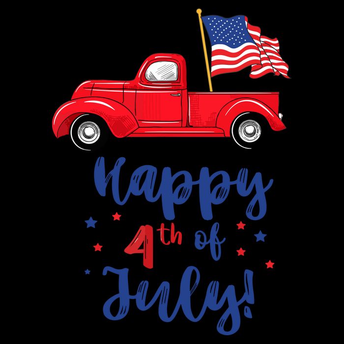 Red Truck With American Flag Happy 4th Of July Zip Tote Bag