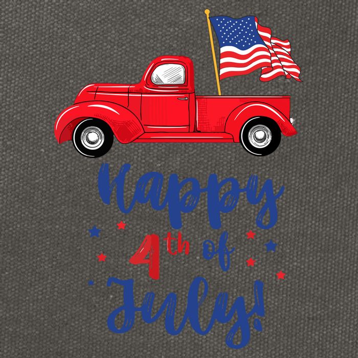 Red Truck With American Flag Happy 4th Of July Cotton Canvas Backpack