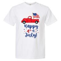 Red Truck With American Flag Happy 4th Of July Garment-Dyed Heavyweight T-Shirt