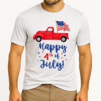 Red Truck With American Flag Happy 4th Of July Cooling Performance Crew T-Shirt