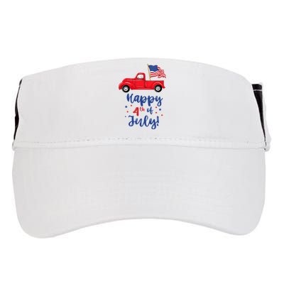 Red Truck With American Flag Happy 4th Of July Adult Drive Performance Visor