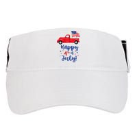 Red Truck With American Flag Happy 4th Of July Adult Drive Performance Visor