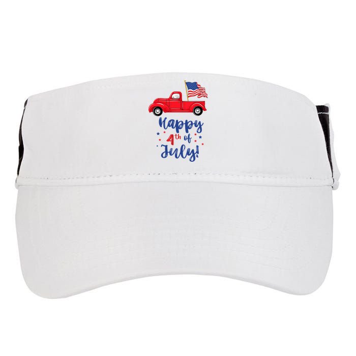Red Truck With American Flag Happy 4th Of July Adult Drive Performance Visor