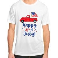 Red Truck With American Flag Happy 4th Of July Adult ChromaSoft Performance T-Shirt