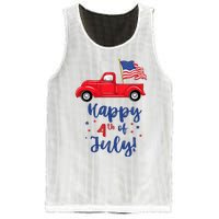 Red Truck With American Flag Happy 4th Of July Mesh Reversible Basketball Jersey Tank