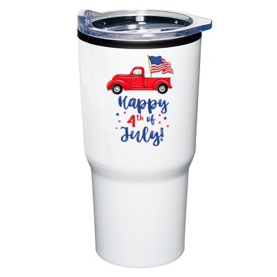 Red Truck With American Flag Happy 4th Of July Tumbler
