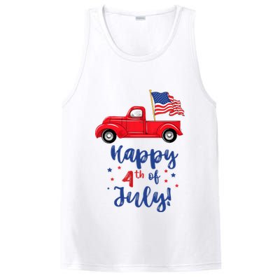 Red Truck With American Flag Happy 4th Of July PosiCharge Competitor Tank