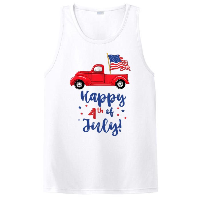 Red Truck With American Flag Happy 4th Of July PosiCharge Competitor Tank