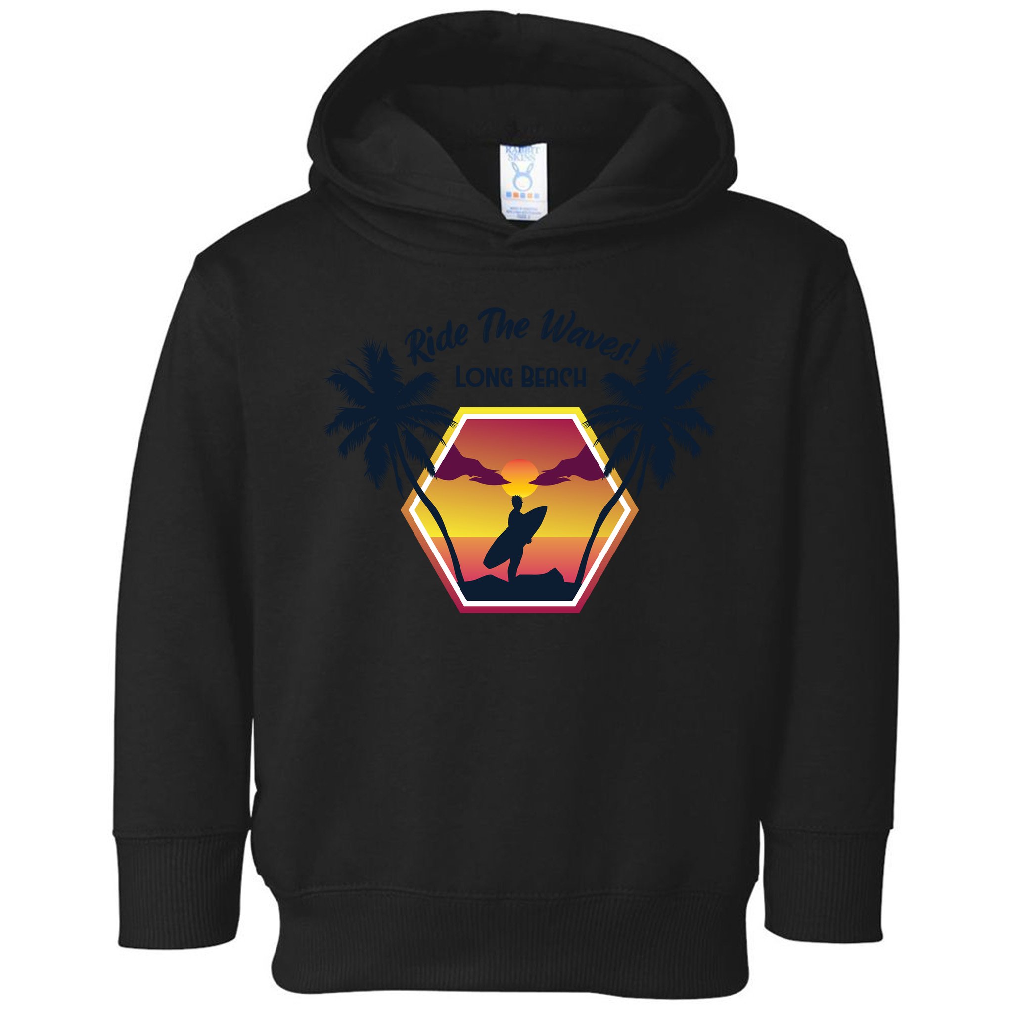 Ride The Waves Long Beach Toddler Hoodie
