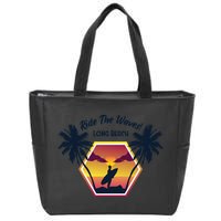 Ride The Waves Long Beach Zip Tote Bag