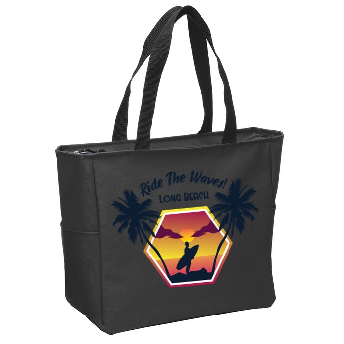 Ride The Waves Long Beach Zip Tote Bag