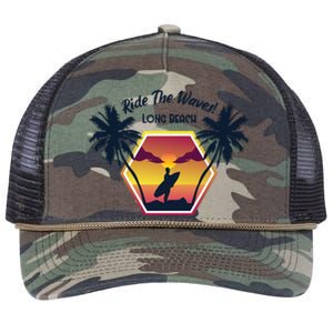 Ride The Waves Long Beach Retro Rope Trucker Hat Cap