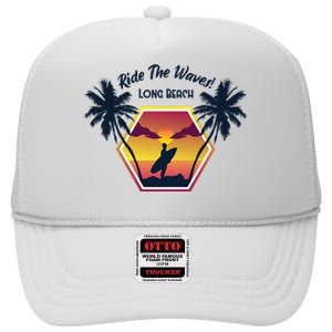 Ride The Waves Long Beach High Crown Mesh Back Trucker Hat