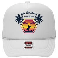 Ride The Waves Long Beach High Crown Mesh Back Trucker Hat