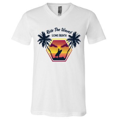 Ride The Waves Long Beach V-Neck T-Shirt