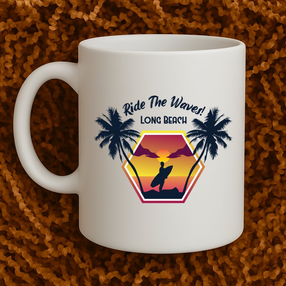 Ride The Waves Long Beach Mug