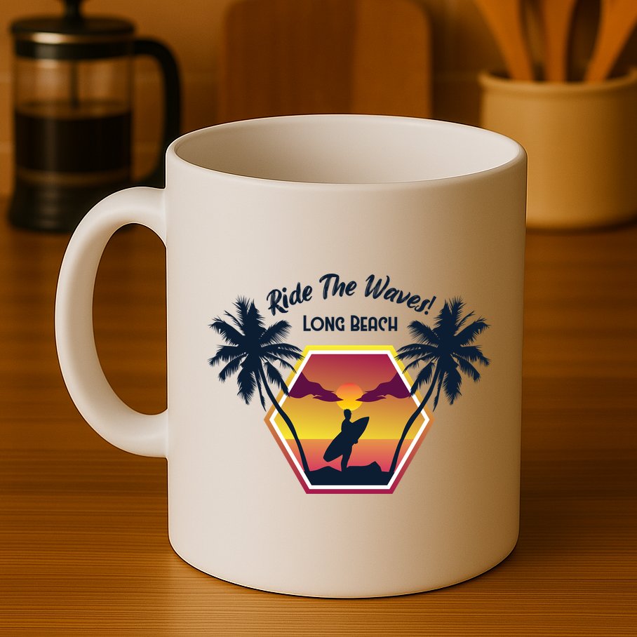 Ride The Waves Long Beach Mug