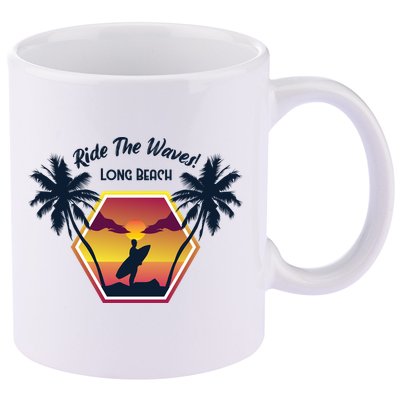 Ride The Waves Long Beach 11oz C Handle Ceramic Mug