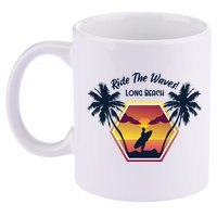 Ride The Waves Long Beach 11oz C Handle Ceramic Mug