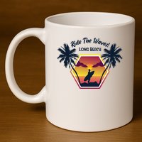 Ride The Waves Long Beach 11oz C Handle Ceramic Mug
