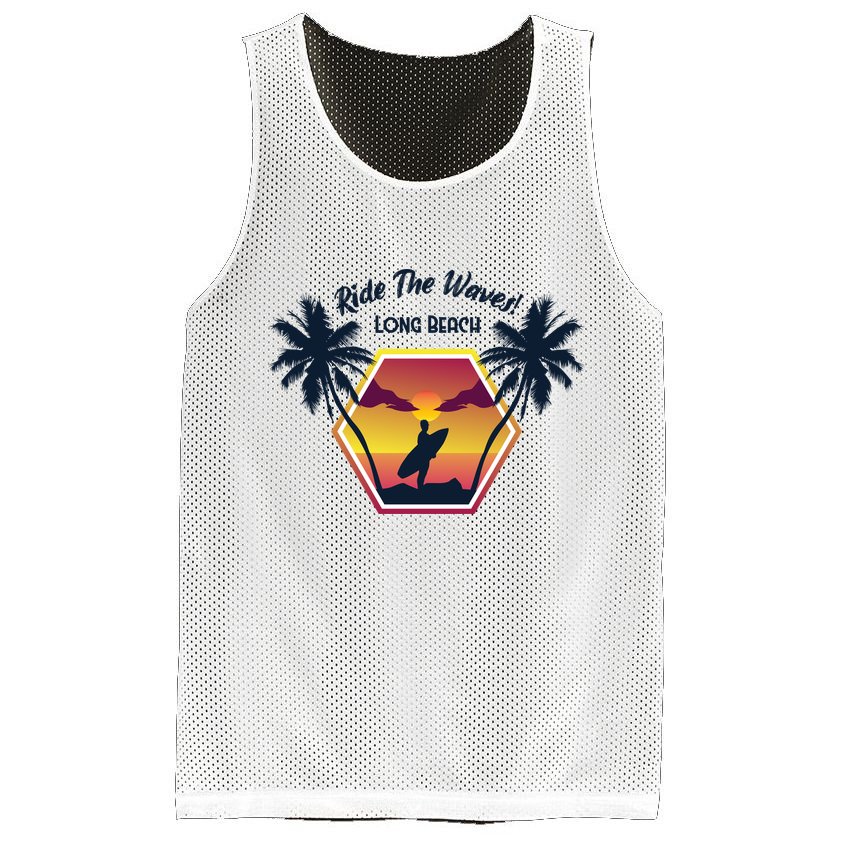 Ride The Waves Long Beach Mesh Reversible Basketball Jersey Tank