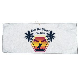 Ride The Waves Long Beach Large Microfiber Waffle Golf Towel