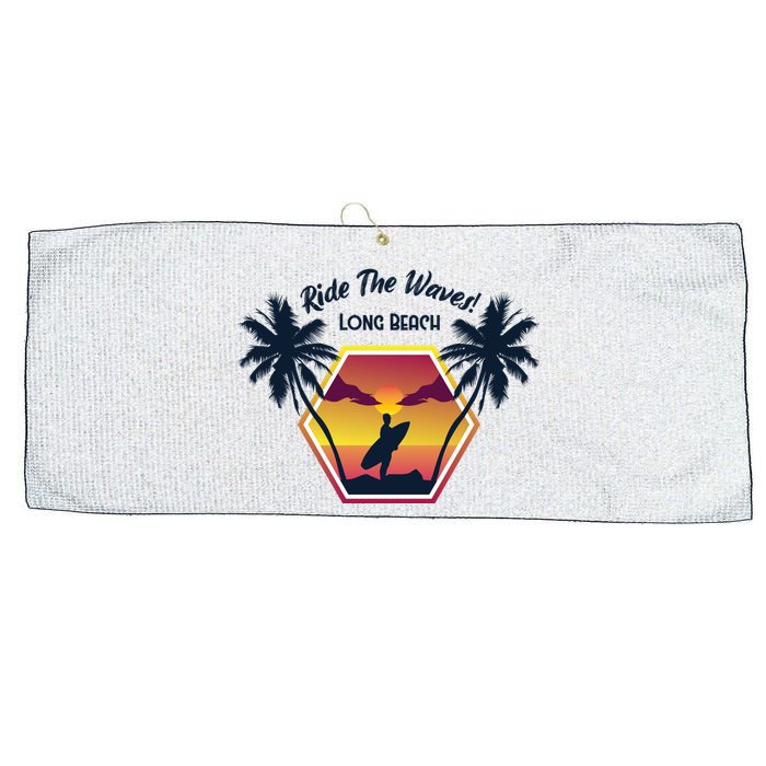 Ride The Waves Long Beach Large Microfiber Waffle Golf Towel