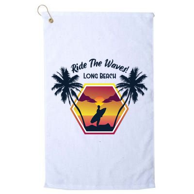 Ride The Waves Long Beach Golf Towel