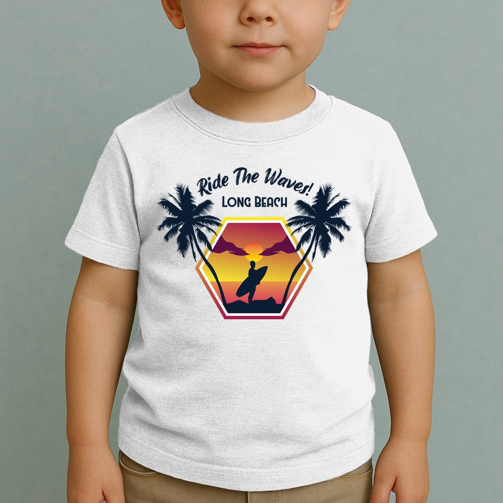 Ride The Waves Long Beach Toddler T-Shirt
