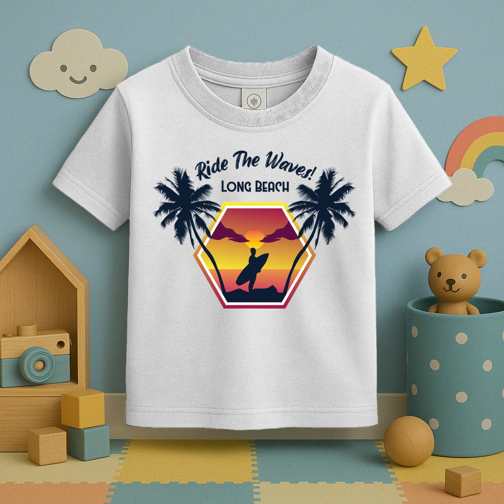 Ride The Waves Long Beach Toddler T-Shirt