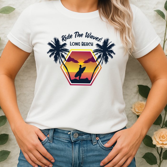 Ride The Waves Long Beach Womens T-Shirt