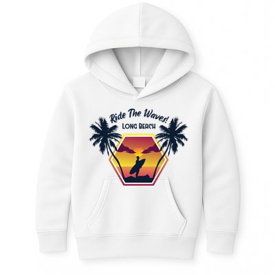 Ride The Waves Long Beach Kids Hoodie