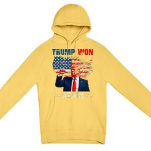 Retro Trump Won Again 2024 Us Vote 47th President Election Premium Pullover Hoodie