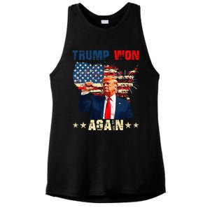 Retro Trump Won Again 2024 Us Vote 47th President Election Ladies PosiCharge Tri-Blend Wicking Tank