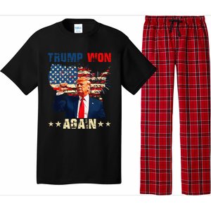 Retro Trump Won Again 2024 Us Vote 47th President Election Pajama Set