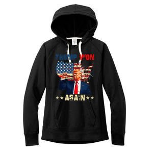 Retro Trump Won Again 2024 Us Vote 47th President Election Women's Fleece Hoodie