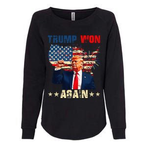 Retro Trump Won Again 2024 Us Vote 47th President Election Womens California Wash Sweatshirt