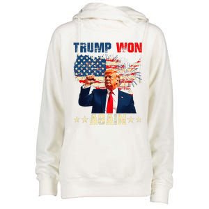 Retro Trump Won Again 2024 Us Vote 47th President Election Womens Funnel Neck Pullover Hood