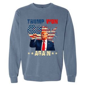 Retro Trump Won Again 2024 Us Vote 47th President Election Garment-Dyed Sweatshirt