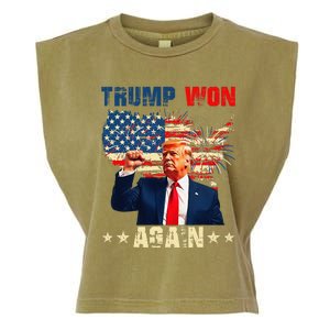 Retro Trump Won Again 2024 Us Vote 47th President Election Garment-Dyed Women's Muscle Tee