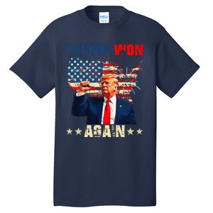 Retro Trump Won Again 2024 Us Vote 47th President Election Tall T-Shirt