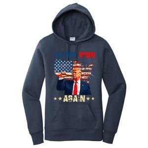 Retro Trump Won Again 2024 Us Vote 47th President Election Women's Pullover Hoodie