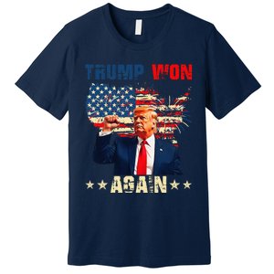 Retro Trump Won Again 2024 Us Vote 47th President Election Premium T-Shirt